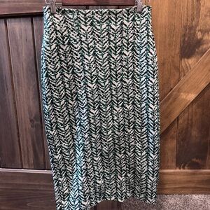 New York & Company Abstract Print Midi Skirt‎ | Green Black White | Size 0